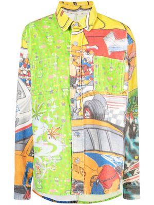 ERL cartoon-print shirt - Green