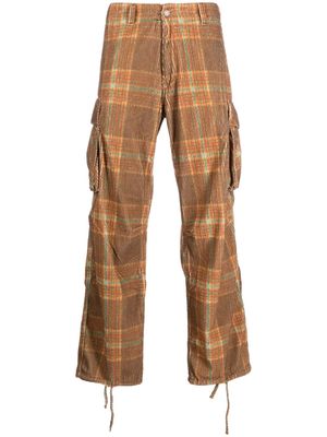 ERL check-print cotton wide-leg trousers - Orange