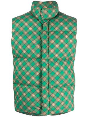 ERL checked quilted down gilet - Green