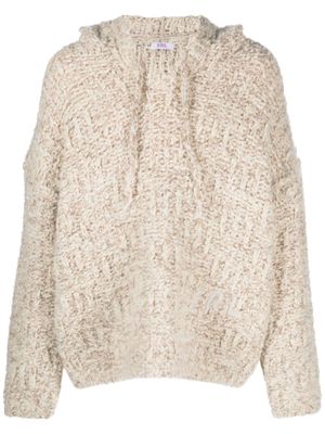 ERL chunky-knit drawstring hoodie - Neutrals