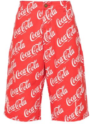 ERL Coca-Cola print cotton shorts - Red