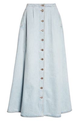 ERL Cowgirl Button-Up Denim Maxi Skirt in Light Blue