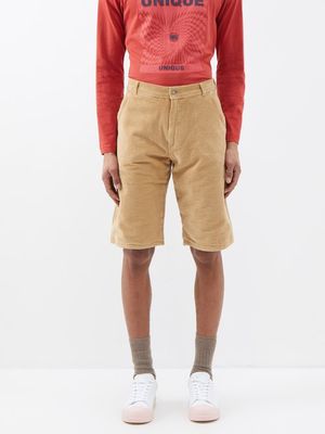 Erl - Drawstring-waist Cotton-corduroy Shorts - Mens - Beige