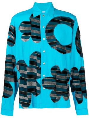 ERL embroidered-design long-sleeve shirt - Blue