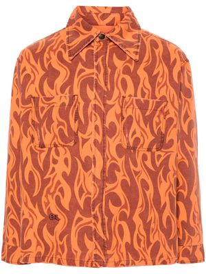 ERL flame-print canvas shirt jacket - Orange