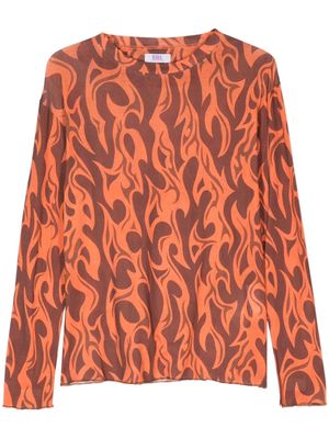 ERL flame-print cotton T-shirt - Orange