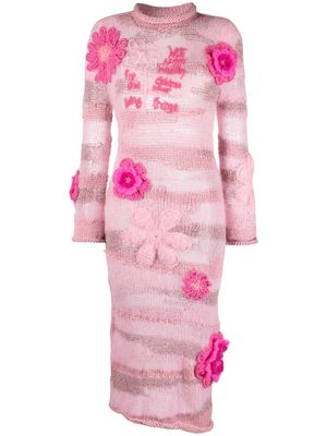 ERL floral crochet-knit dress - Pink