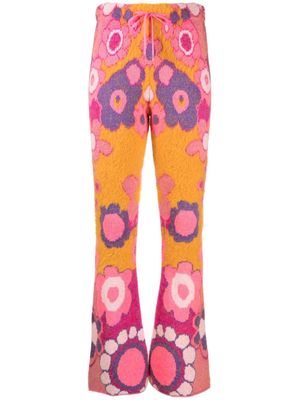 ERL floral-print drawstring flared trousers - Pink