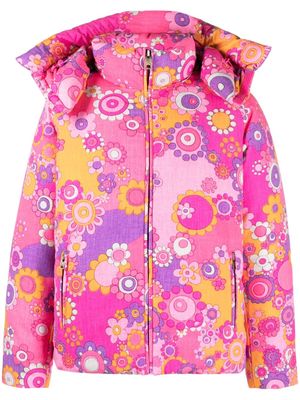 ERL floral-print hooded padded jacket - Pink