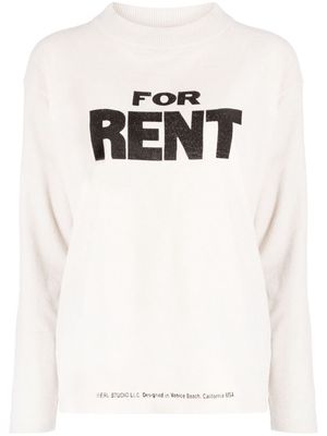 ERL For Rent slogan-print jumper - Neutrals