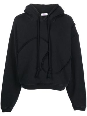 ERL frayed-detailing cotton hoodie - Black