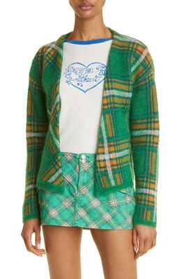 ERL Gender Inclusive Plaid Jacquard Cardigan in Erl Green Plaid