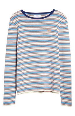 ERL Gender Inclusive Stripe Embroidered Logo Sweater in Blue