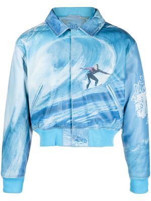 ERL graphic-print bomber jacket - Blue
