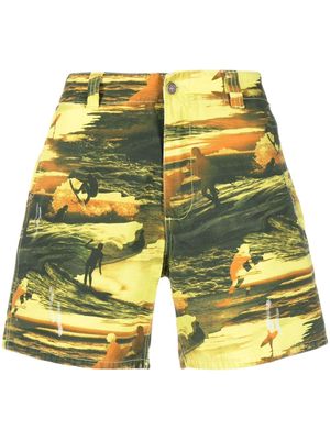ERL graphic-print cotton bermuda shorts - Yellow