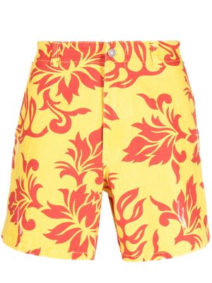 ERL graphic-print knee-length shorts - Yellow