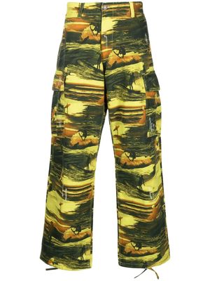 ERL graphic-print wide-leg trousers - Yellow