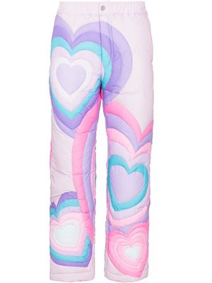 ERL heart-quilted straight-leg trousers - Purple