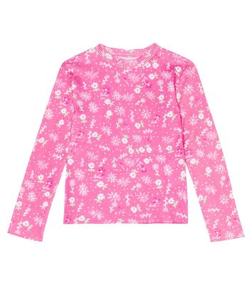 ERL Kids Floral cotton waffle-knit top