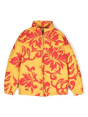 ERL KIDS floral-print quilted puffer jacket - Yellow