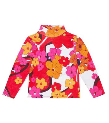 ERL Kids Floral turtleneck cotton jersey top