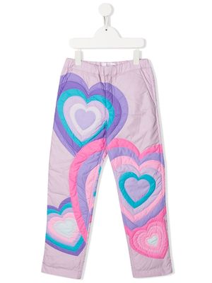 ERL KIDS heart-motif puffer trousers - Purple