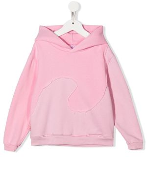 ERL KIDS panelled rib-trimmed hoodie - Pink