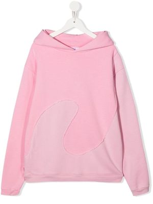 ERL KIDS TEEN panelled rib-trimmed hoodie - Pink