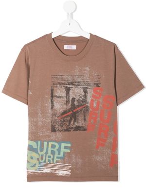 ERL KIDS TEEN Surf-print detail T-shirt - Brown