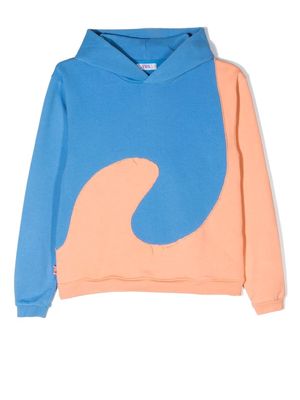 ERL KIDS TEEN wave applique-detail hoodie - Blue