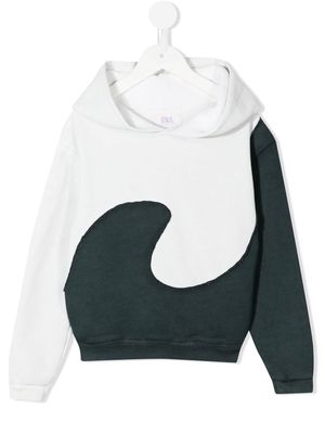 ERL KIDS wave-print detail hoodie - Grey