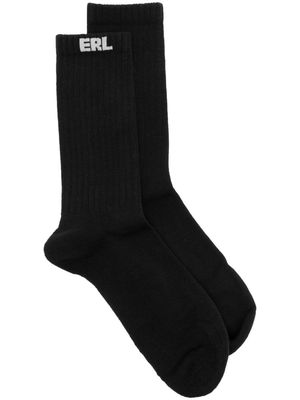ERL logo-intarsia ribbed-knit socks - Black
