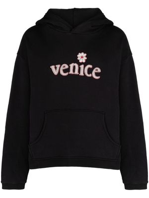 ERL logo-patch cotton hoodie - Black