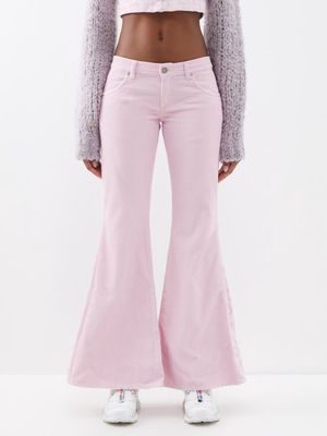 Erl - Low-rise Cotton-corduroy Flared Trousers - Womens - Pink