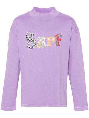 ERL motif-embroidered cotton T-shirt - Purple