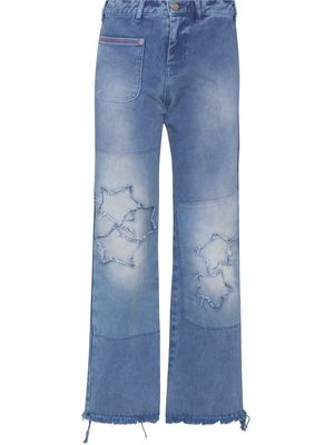 ERL patchwork-detail straight-leg jeans - Blue