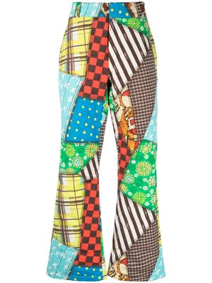 ERL patchwork-print straight-leg trousers - Yellow