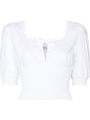 ERL Peasant puff-sleeve cropped top - White