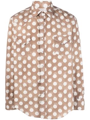 ERL polka-dot print cotton shirt - Brown
