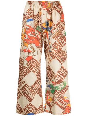 ERL printed cropped trousers - Brown