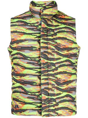 ERL printed quilted puffer gilet - Green