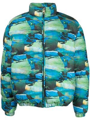 ERL printed quilted puffer jacket - Blue