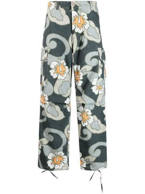 ERL printed straight-leg cargo trousers - Grey