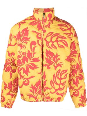 ERL quilted floral-print jacket - Orange