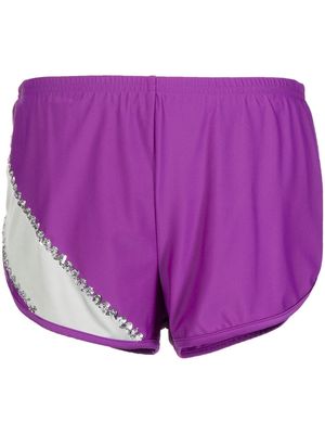 ERL sequin-embellished panelled track shorts - Purple