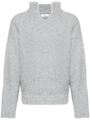 ERL split-neck lurex jumper - Silver