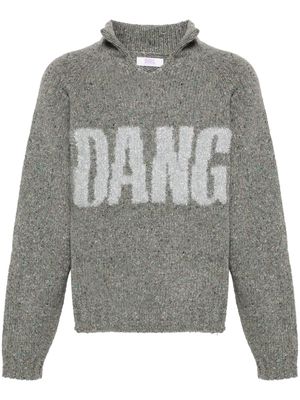 ERL split-neck speckle-knit jumper - Grey