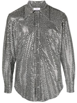ERL spread-collar sequinned shirt - Silver