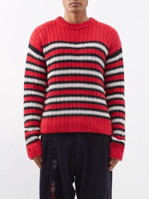 Erl - Striped Sweater - Mens - Red