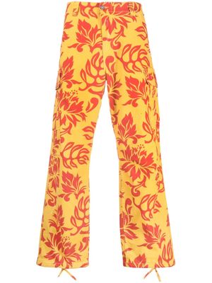 ERL tropical floral-print cargo-trousers - Orange